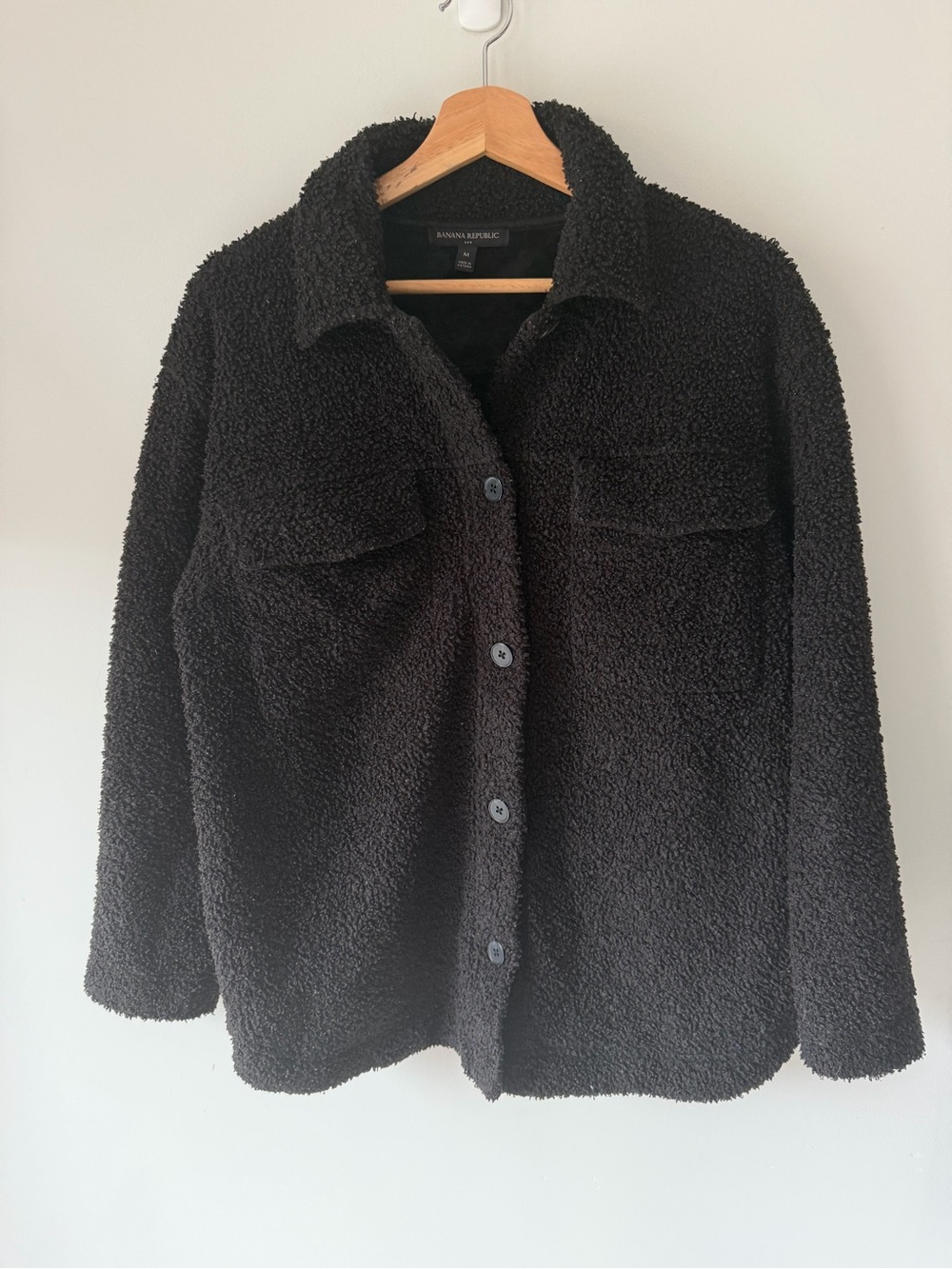 Banana Republic Women’s Black Teddy Sherpa Shirt Jacket Shacket M